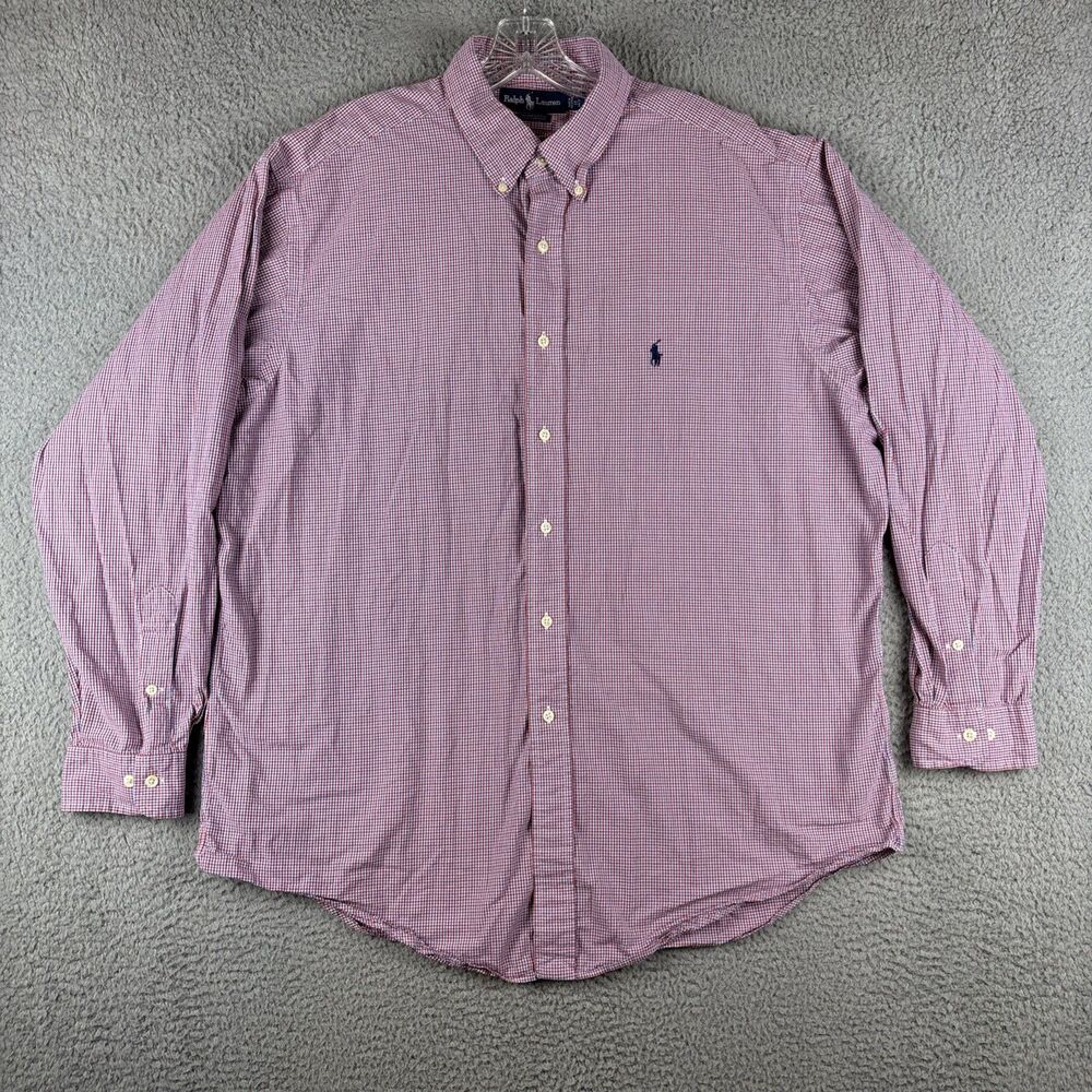 Polo Ralph Lauren Oxford Yarmouth Red/Blue Plaid 17 34/35 Long Sleeve